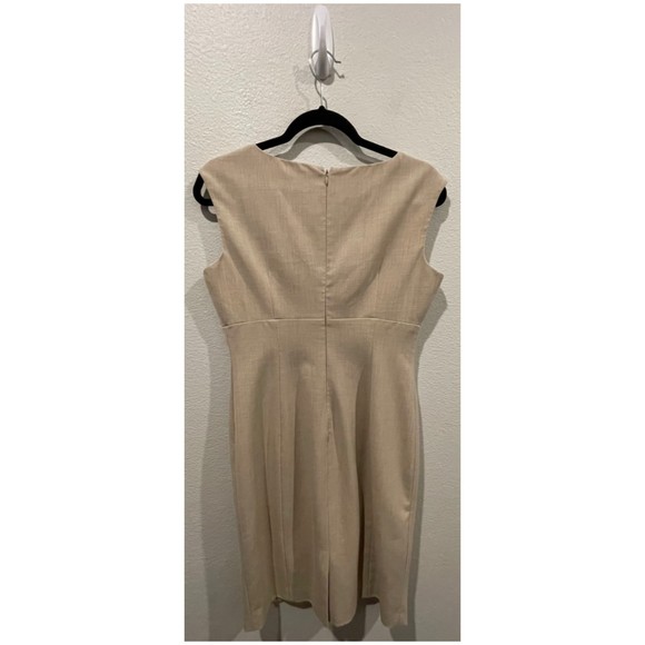 CALVIN KLEIN Camel Pleat Detailing Knee Length Sleeveless Dress - Picture 3 of 4